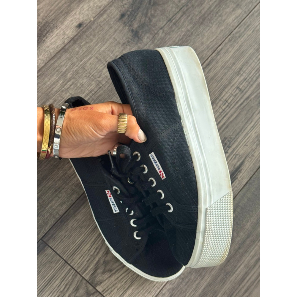 SUPERGA Black Canvas Platform Fashion Sneakers Womens Size 7, Mens Size 5.5 - Picture 7 of 13